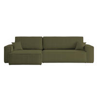 ECKSOFA Mit Schlaffunktion Und Bettkasten, Eckcouch BEST XL Stoff Quelle Olive Links - Schwarz/Olivgrün, Holz/Kunststoff (142/274cm) - Kaiser Möbel