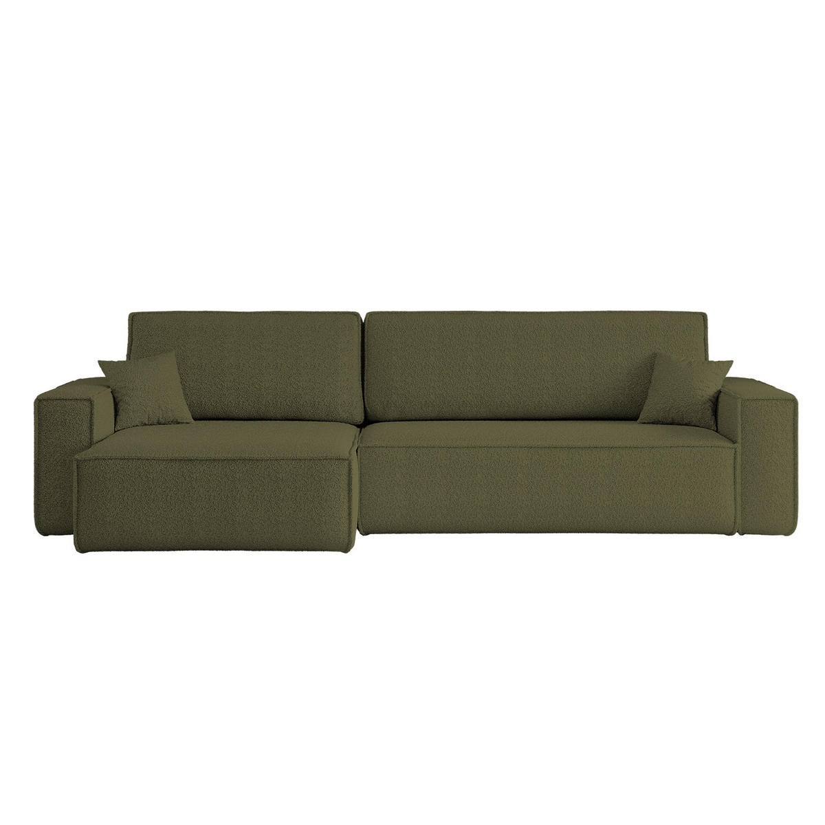 ECKSOFA Mit Schlaffunktion Und Bettkasten, Eckcouch BEST XL Stoff Quelle Olive Links - Schwarz/Olivgrün, Holz/Kunststoff (142/274cm) - Kaiser Möbel