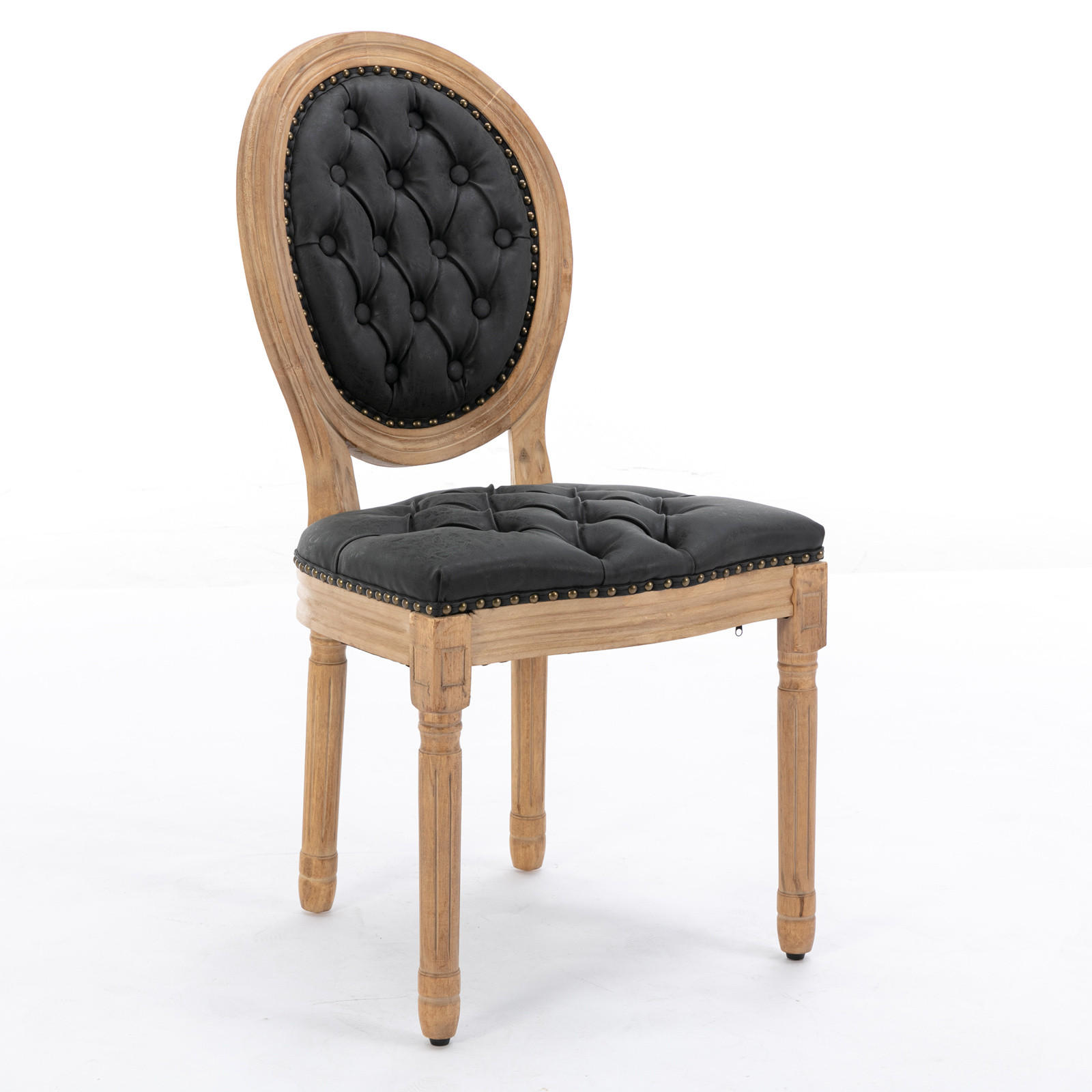 STUHL-SET DE-36374 2 Stück mit Vintage-PU-Lederbezug Schwarz - Schwarz, Holz (49/95/59.5cm) - ComfortXL