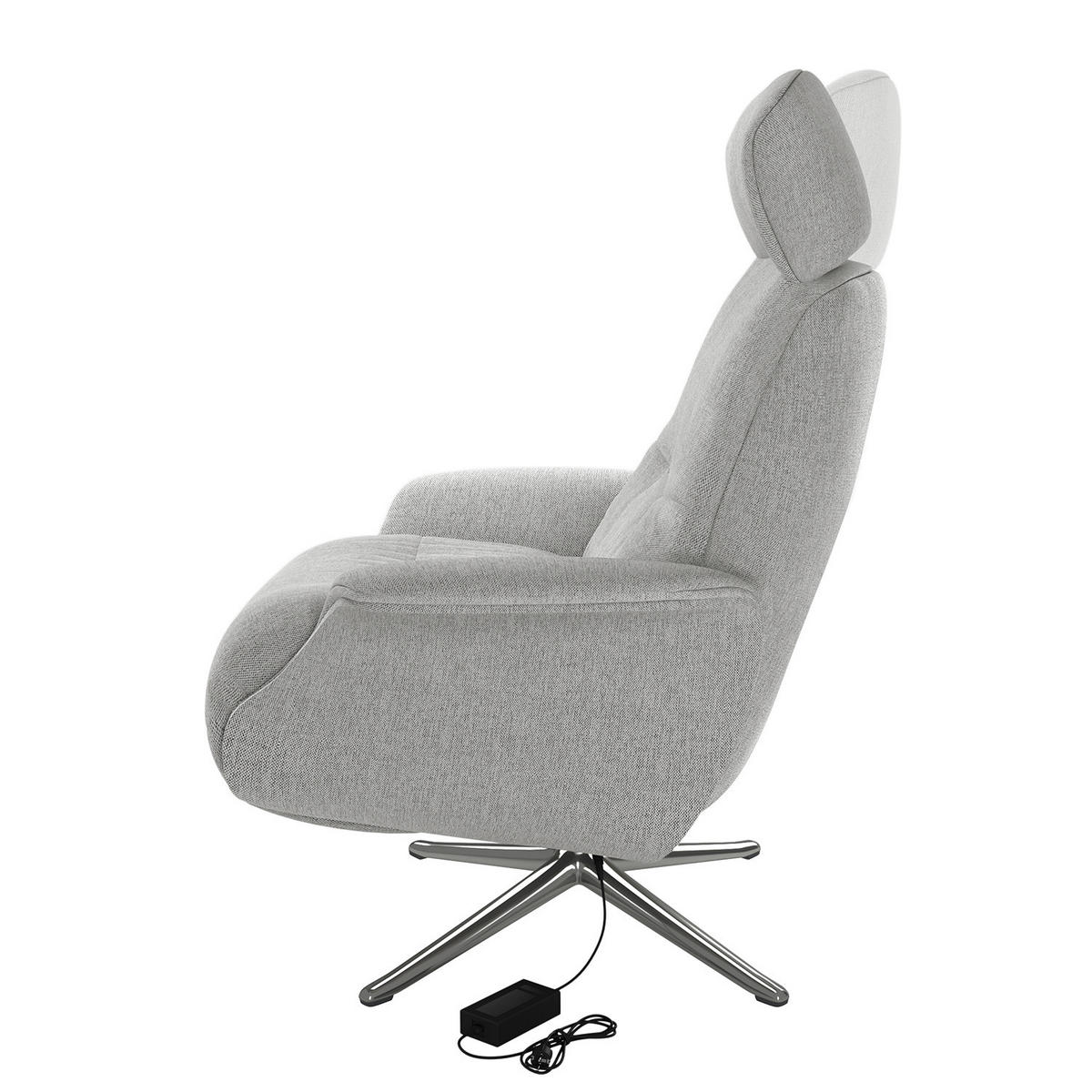 SESSEL - elektrisch verstellbar - Chromfarben/Hellgrau, Textil/Metall (83/110/88cm) - home24