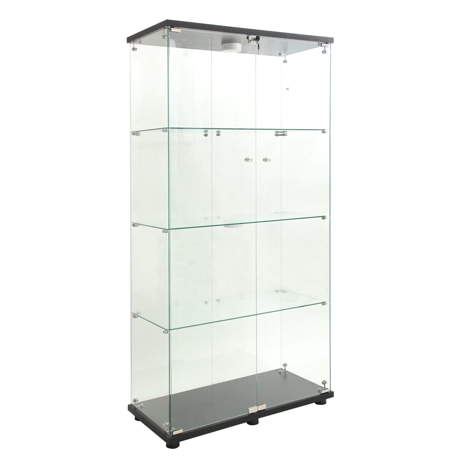 VITRINE Schwarz 80/36/164 cm mit LED-Beleuchtung - Weiß, Glas (36/164/80cm) - PARAFTA HOME