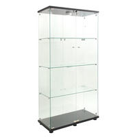 VITRINE Schwarz 80/36/164 cm mit LED-Beleuchtung - Weiß, Glas (36/164/80cm) - PARAFTA HOME