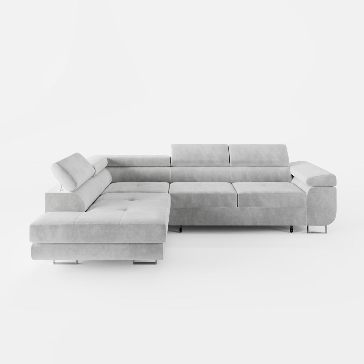ECKSOFA VEMO EDGE Links Hellrosa Velour-Stoff mit Bettkasten und Schlaffunktion - Pink, Textil (200/270cm) - Barchello