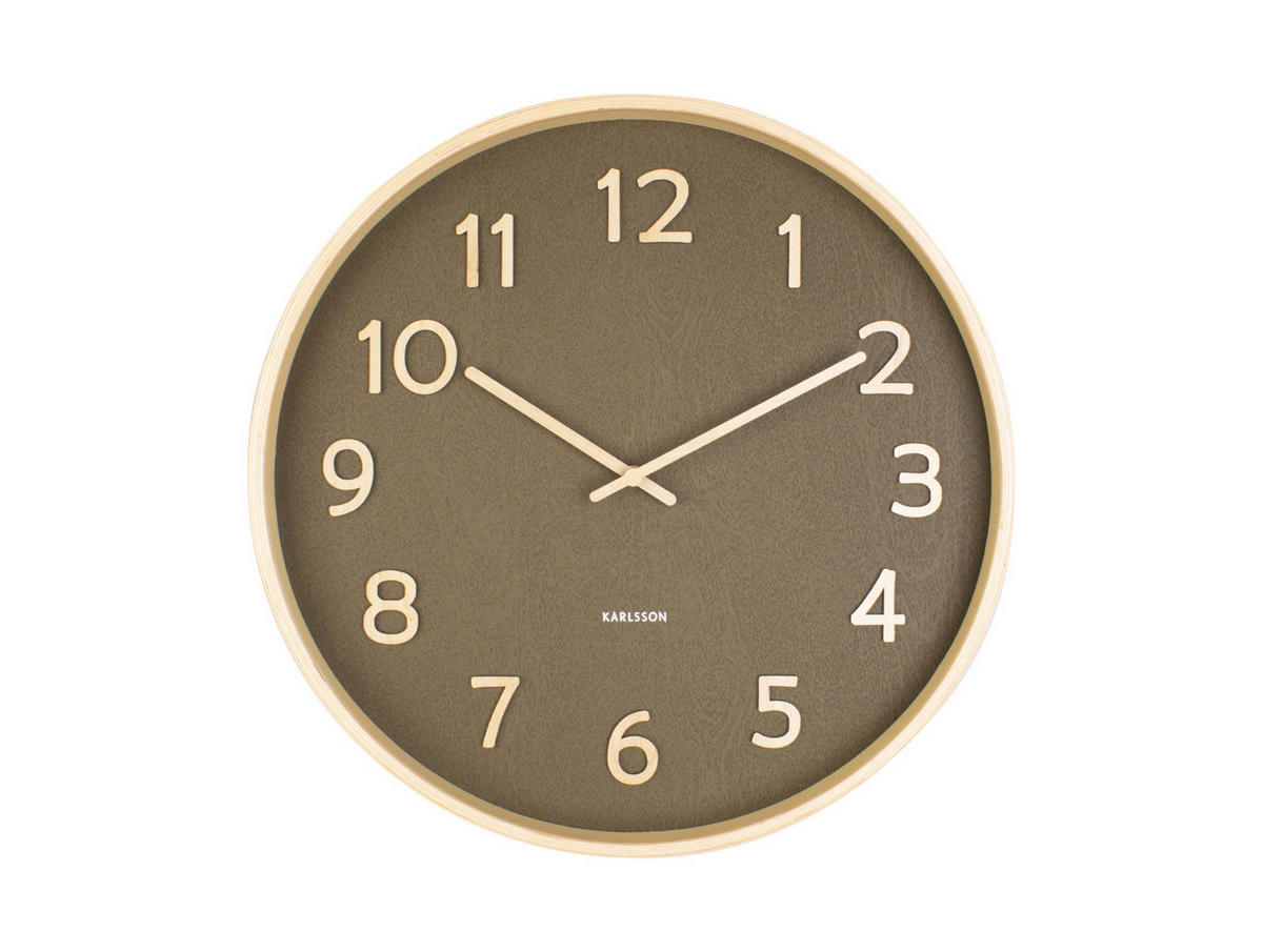 WANDUHR Pure Wood Grain Ø40/4,5 cm - Grün, Holz (40/40/4.5cm) - Karlsson