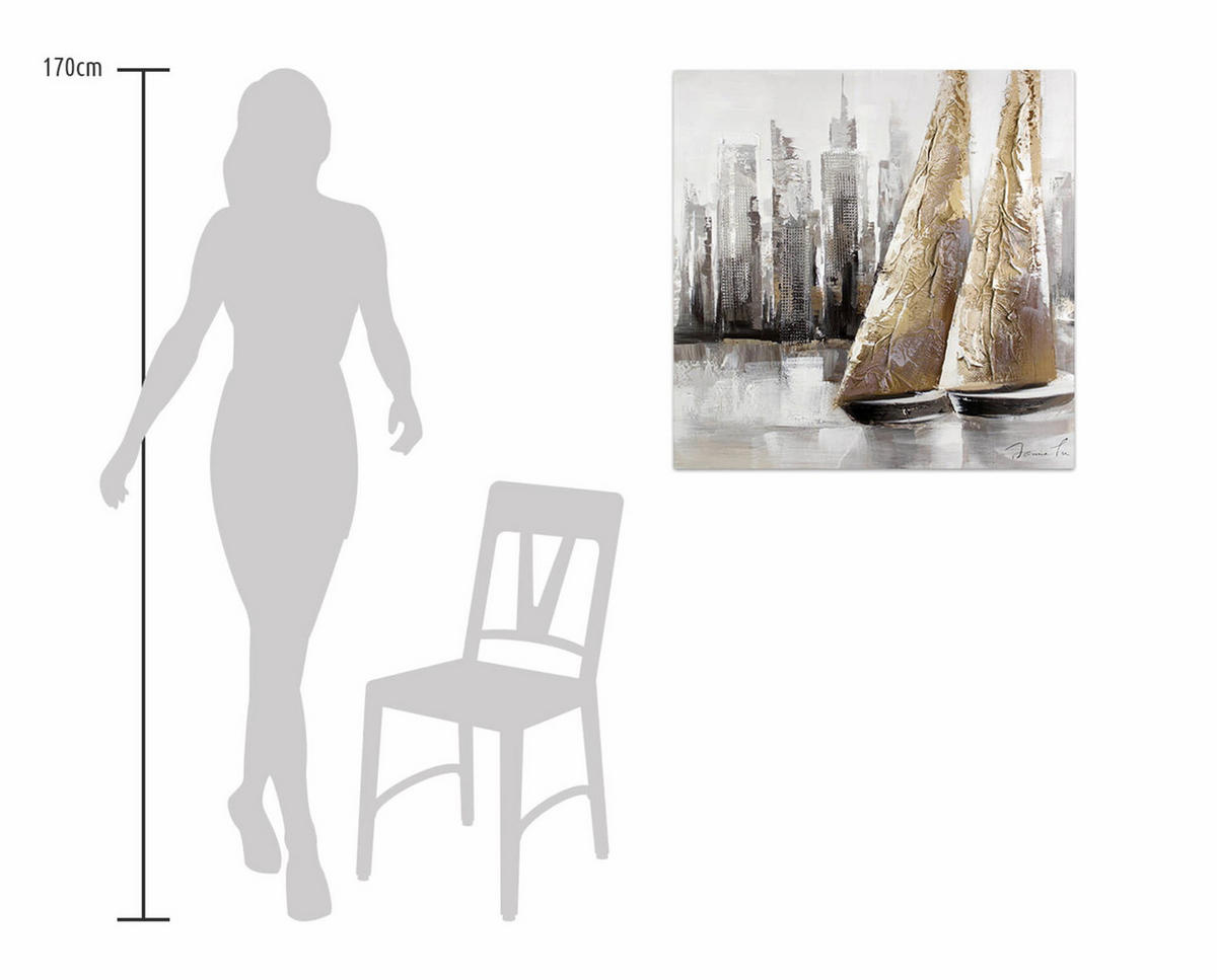 ÖLGEMÄLDE 80/80 cm - Grau, Holz/Textil (1.6/80cm) - KUNSTLOFT