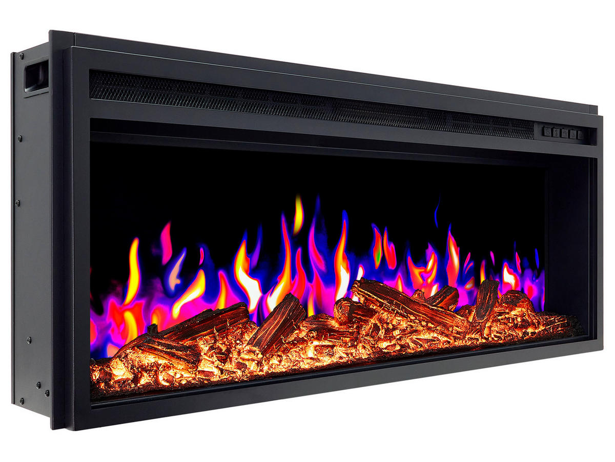 EINBAU-ELEKTROKAMINEINSATZ AF38 Multicolor – Breite 99 cm, 3D-Flammeneffekt, mehrfarbige Flammen, Heizfunktion - Schwarz, Glas/Metall (99.3/41.4/19cm) - ArtiFlame
