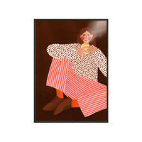 POSTER mit Rahmen Bea Muller - Woman With the Cup of Tea - Multicolor/Schwarz, Holz/Papier (30/40cm) - Poster&Frame