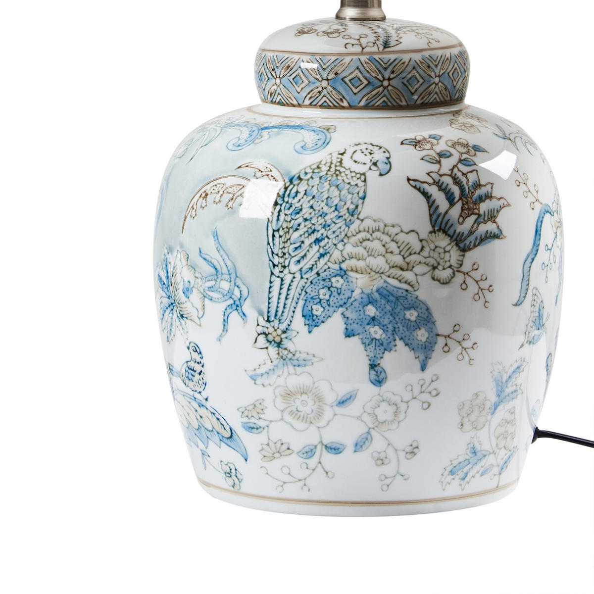 TISCHLEUCHTE Weiß/Blau Jamapa - Blau/Weiß, Keramik (32/32/50cm) - Beliani