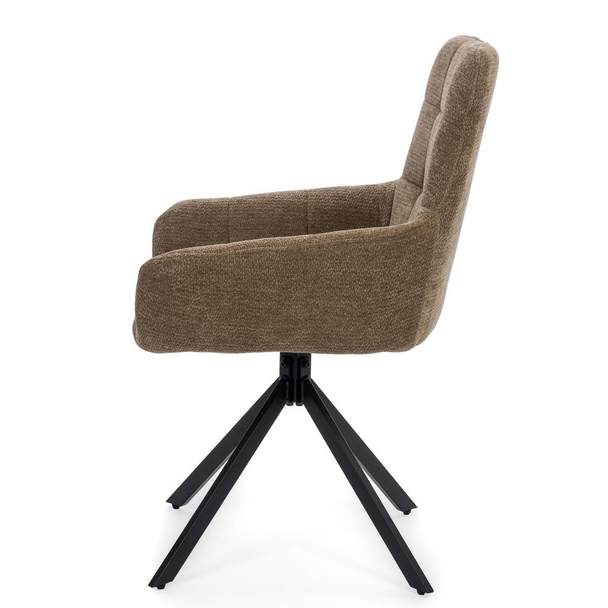 STUHL FUNO drehbar gepolsterter mit Steppung - braun - Chenille - Schwarz/Braun, Textil/Metall (58/87/60cm) - NEW HOME