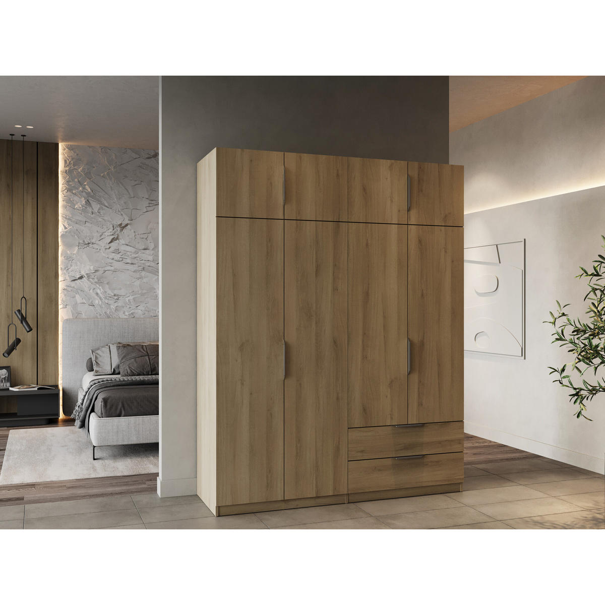 SCHRANK 8 Türen - GHOST - Eiche - 157,3 x 51,1 x 203 cm - Beige, Holz (51.1/203/157.3cm) - Demeyere