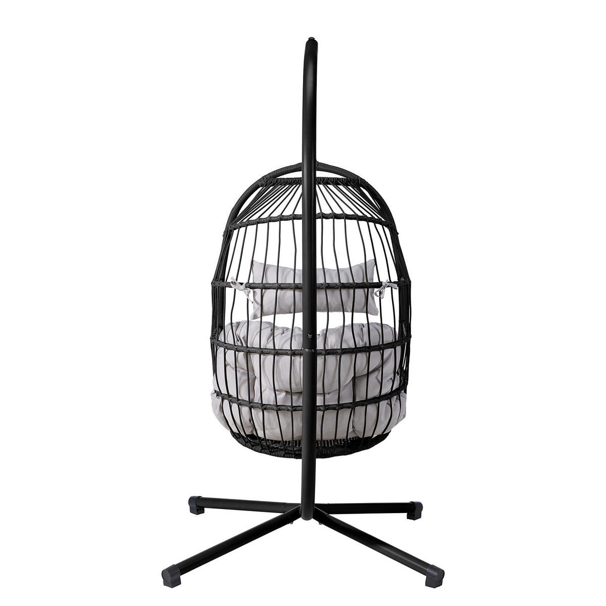 HÄNGESESSEL - Polyrattan / Stahl - Schwarz, Kunststoff/Textil (95/190/95cm) - home24