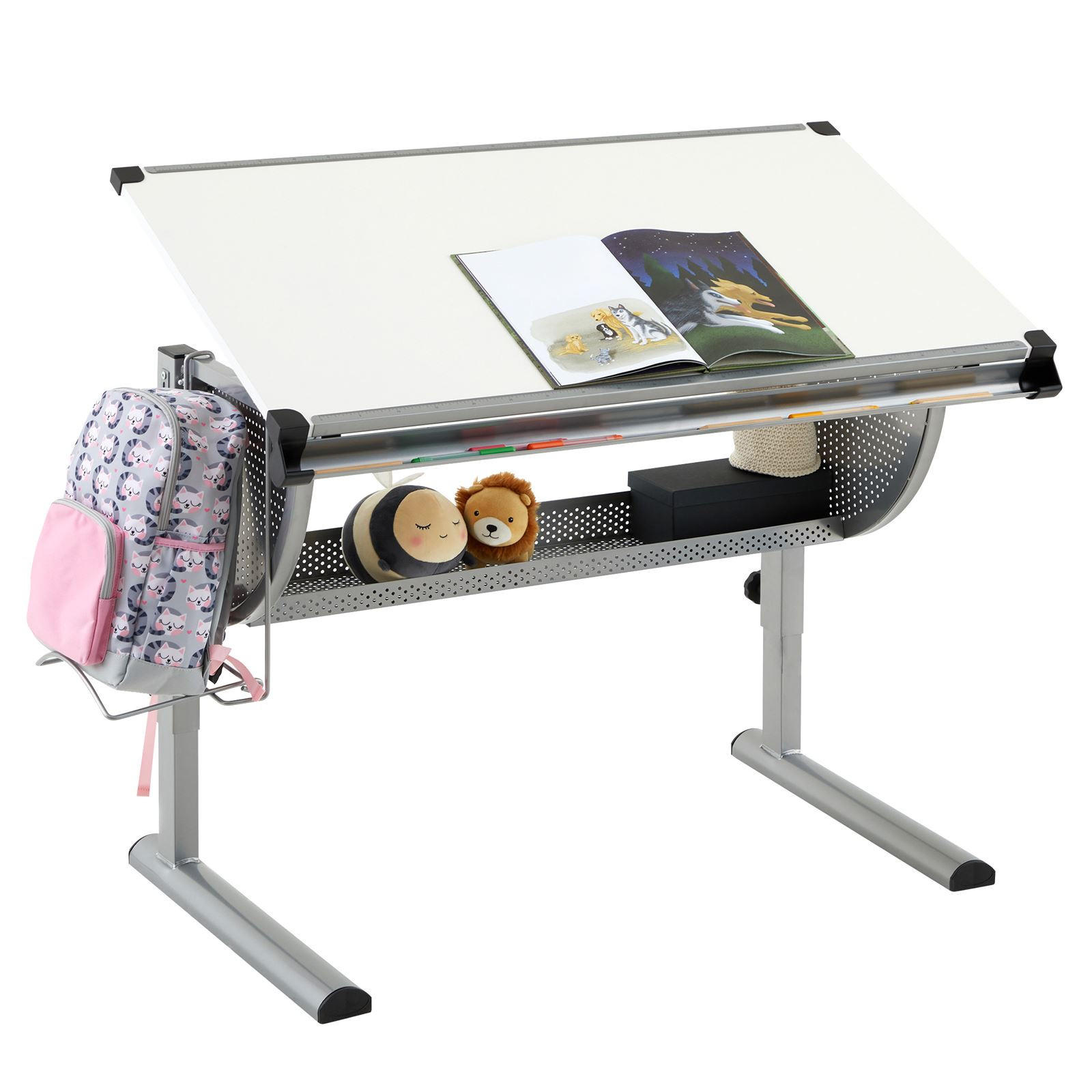 Idimex Kinderschreibtisch Weiß, Alu 111x90x60 cm