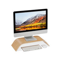 MONITORSTÄNDER Natur Bambus gebogen 10x52,5x24 cm - Hellbraun, Holz (24/52.5/10cm) - Relaxdays