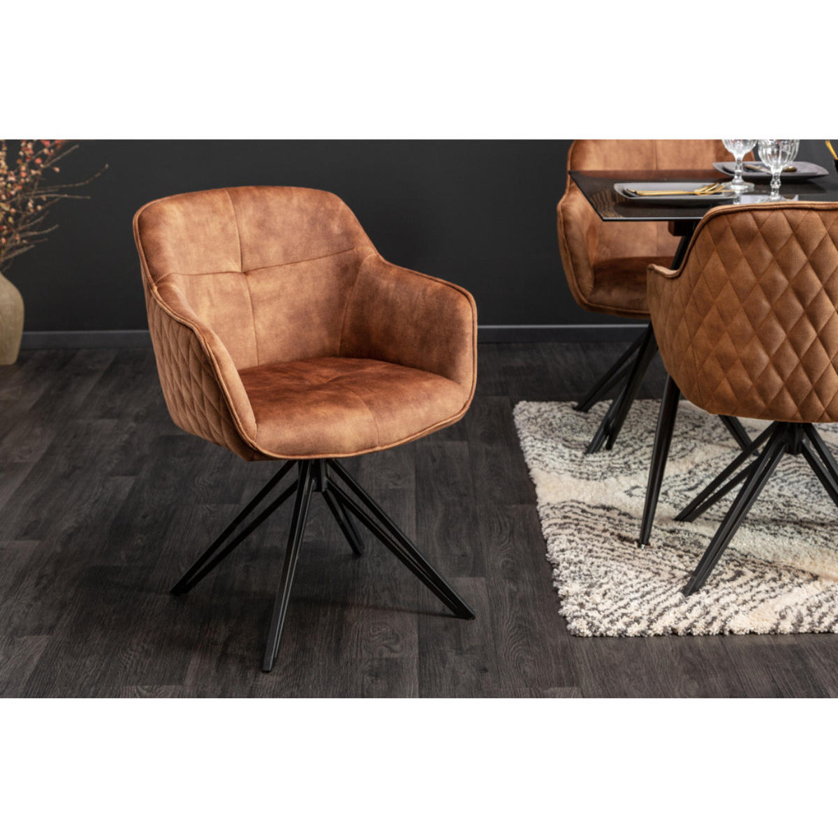 STUHL EUPHORIA Samt Rost Braun, Schwarz - Braun, Textil (58/82/60cm) - riess-ambiente