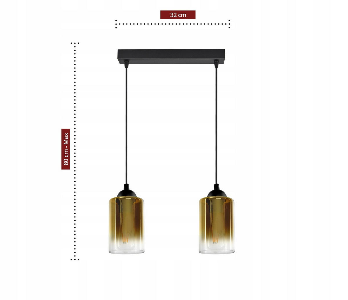 PENDELLEUCHTE GRAF - Transparent/Goldfarben, Glas/Metall (10/45/80cm) - kiki design