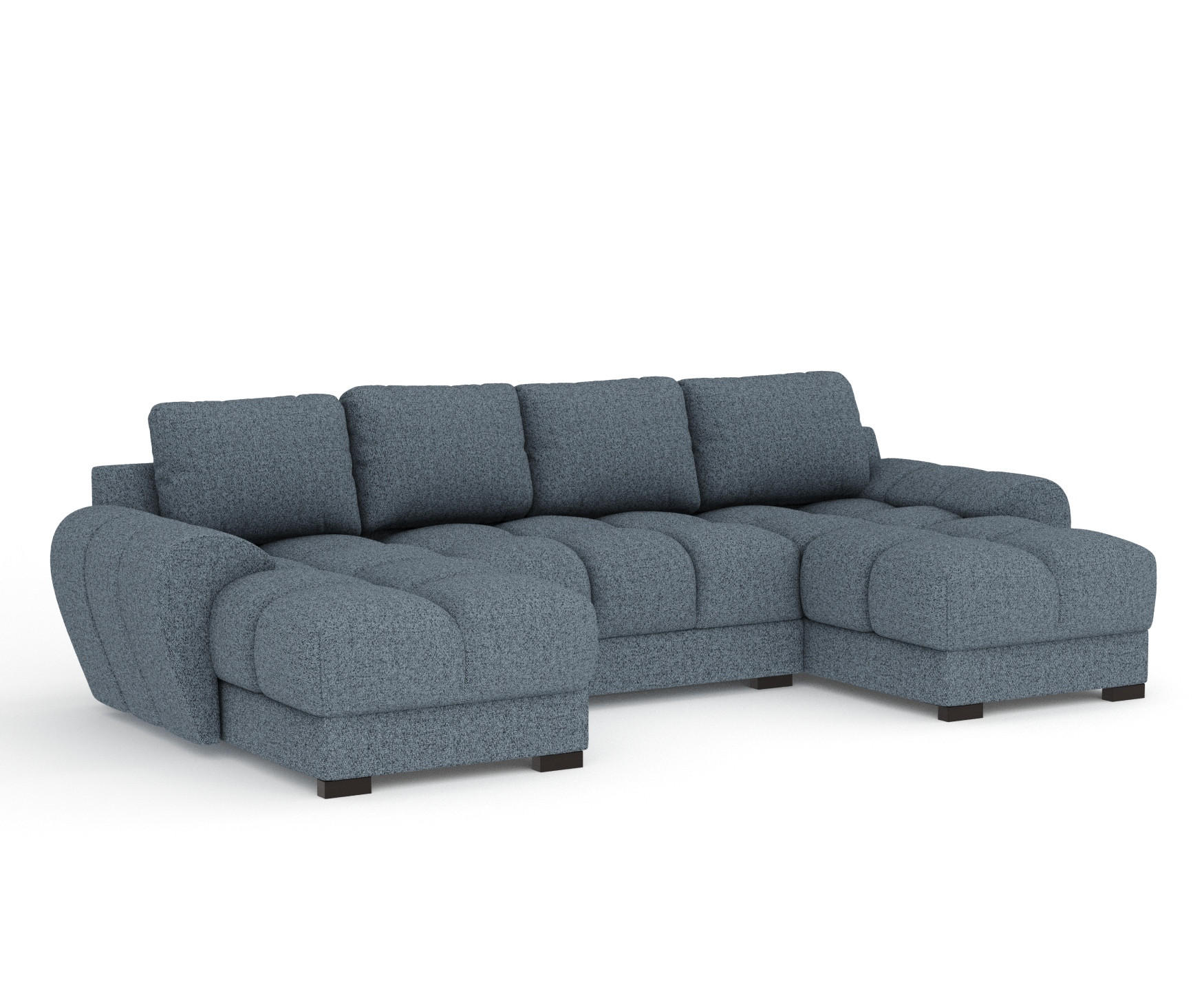 WOHNLANDSCHAFT Peebles Denimblau Webstoff - Schwarz/Dunkelblau, Holz/Holzwerkstoff (330/90/175cm) - Maison de Reve