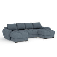 WOHNLANDSCHAFT Peebles Denimblau Webstoff - Schwarz/Dunkelblau, Holz/Holzwerkstoff (330/90/175cm) - Maison de Reve