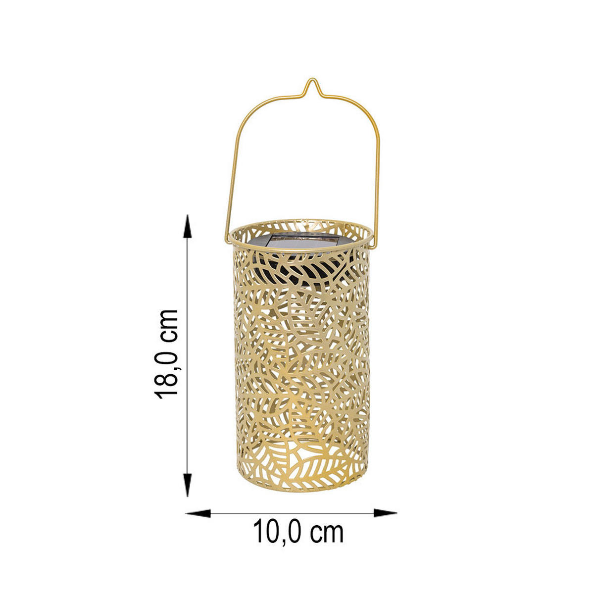 LED LATERNE Blättermuster Gold 2er Set - Goldfarben, Metall (10/10/18cm)