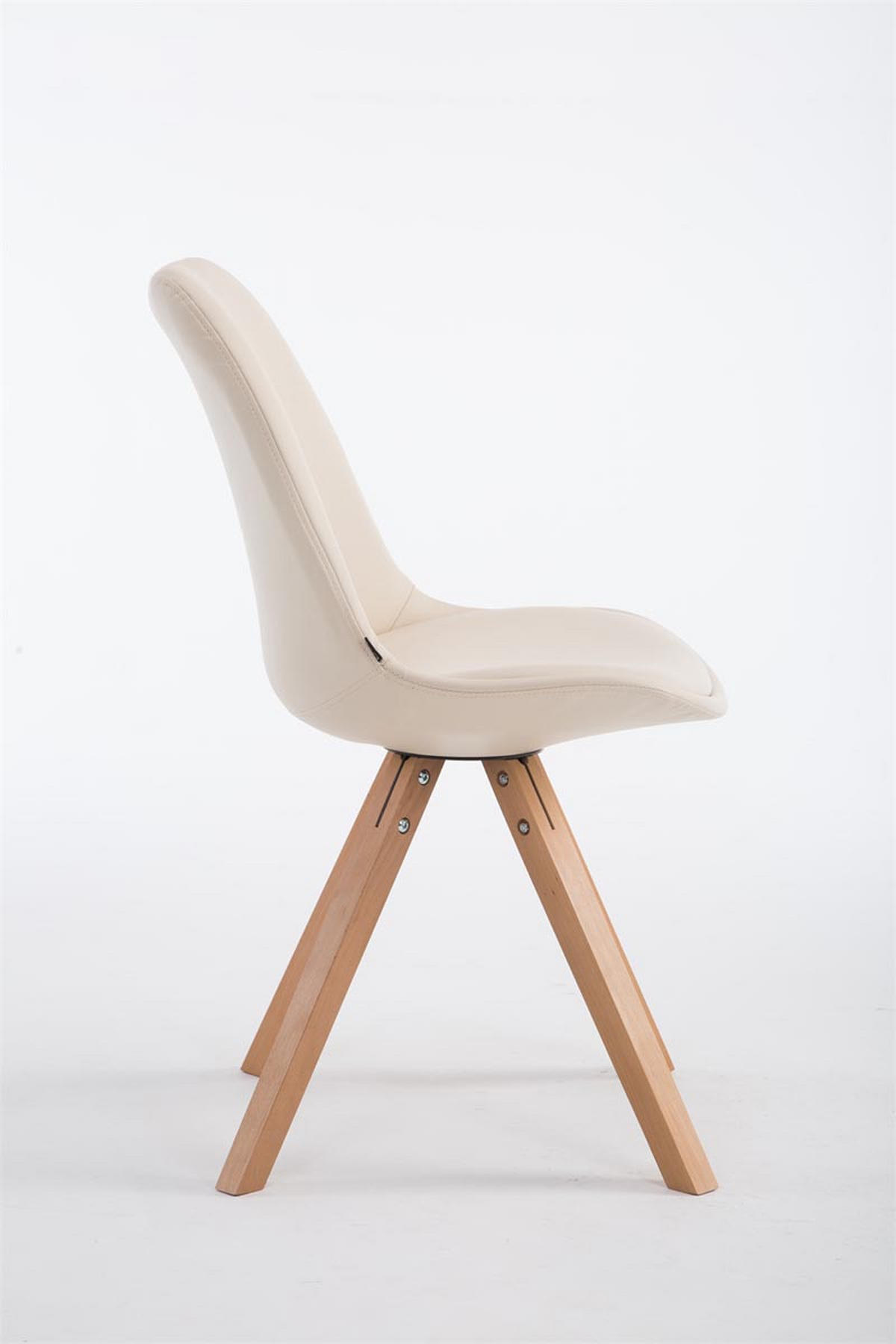 STUHL Lederlook creme - Eukalyptusholzfarben/Creme, Holz/Textil (47.5/83.5/55.5cm) - CLP