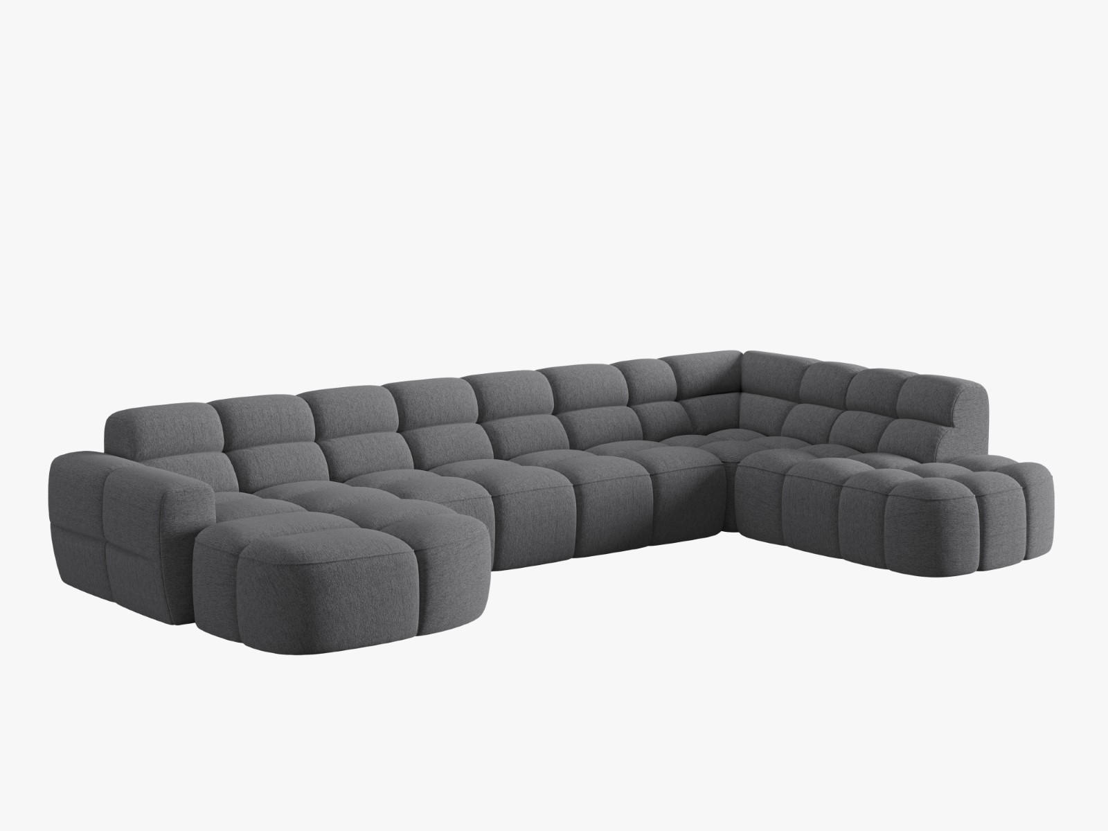 PANORAMASOFA rechts Lisa aus strukturiertem Stoff grau 7 Sitzplätze - Grau, Textil (234/77/387cm) - Micadoni