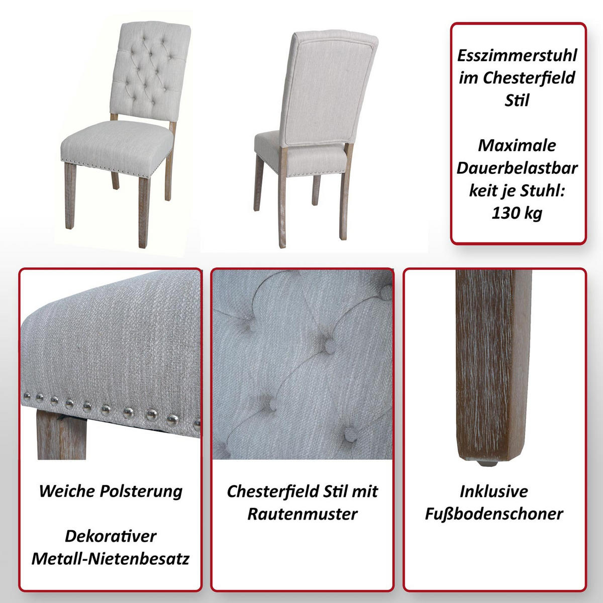 ESSZIMMERSTUHL O66B Hellgrau - Hellgrau, Textil (45/104/60cm) - MCW