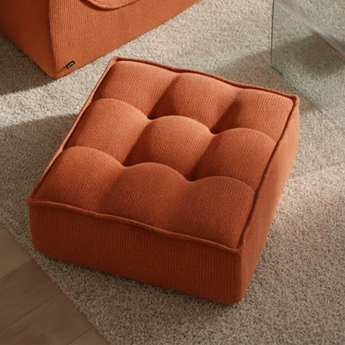SITZPUFF, Terrakotta - Rot, Textil (80/32/75cm) - Oviala