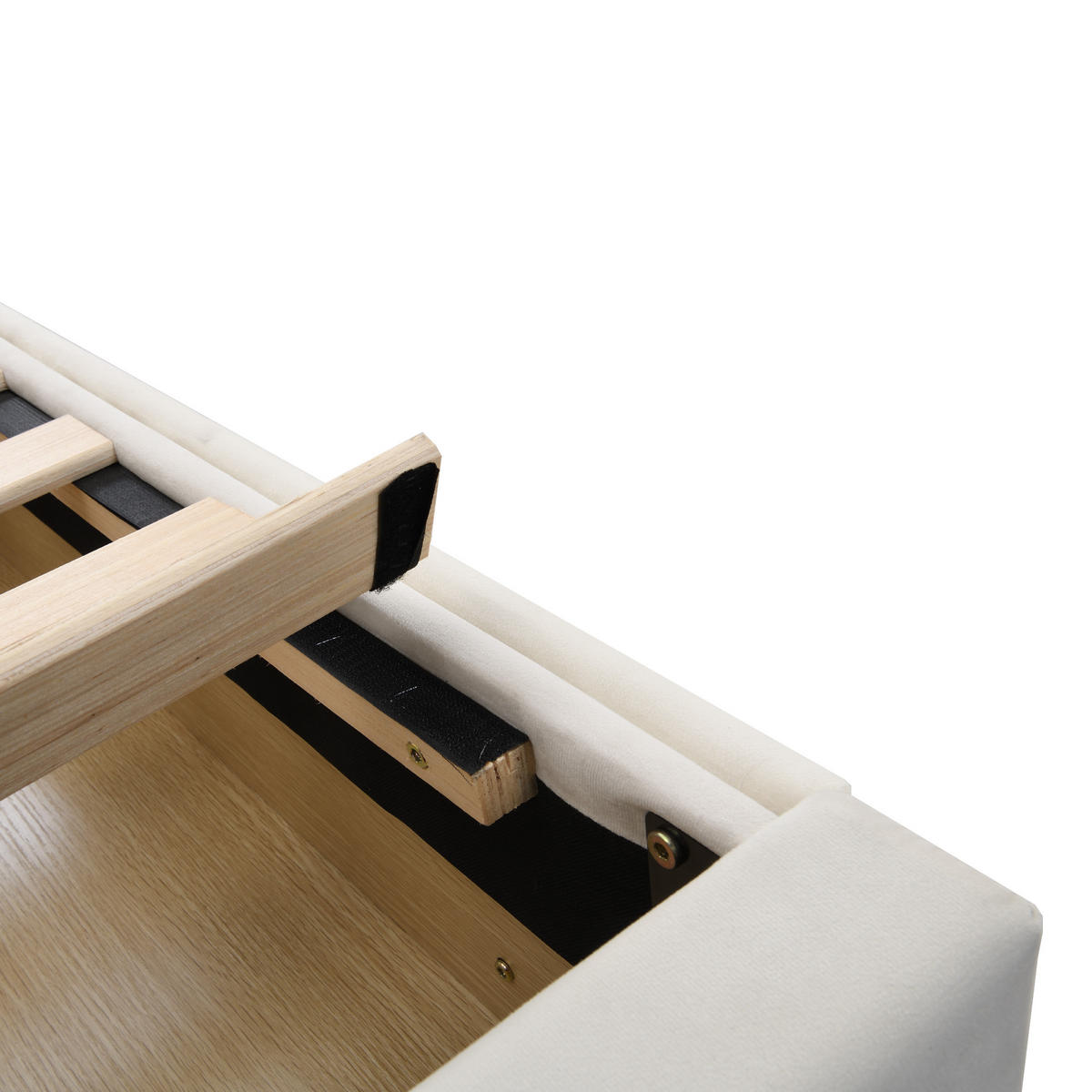 POLSTERBETT 90/200 cm DE-01789, in Beige, mit 2 großen Stauraumschubladen - Beige, Holzwerkstoff (90/200cm) - ComfortXL