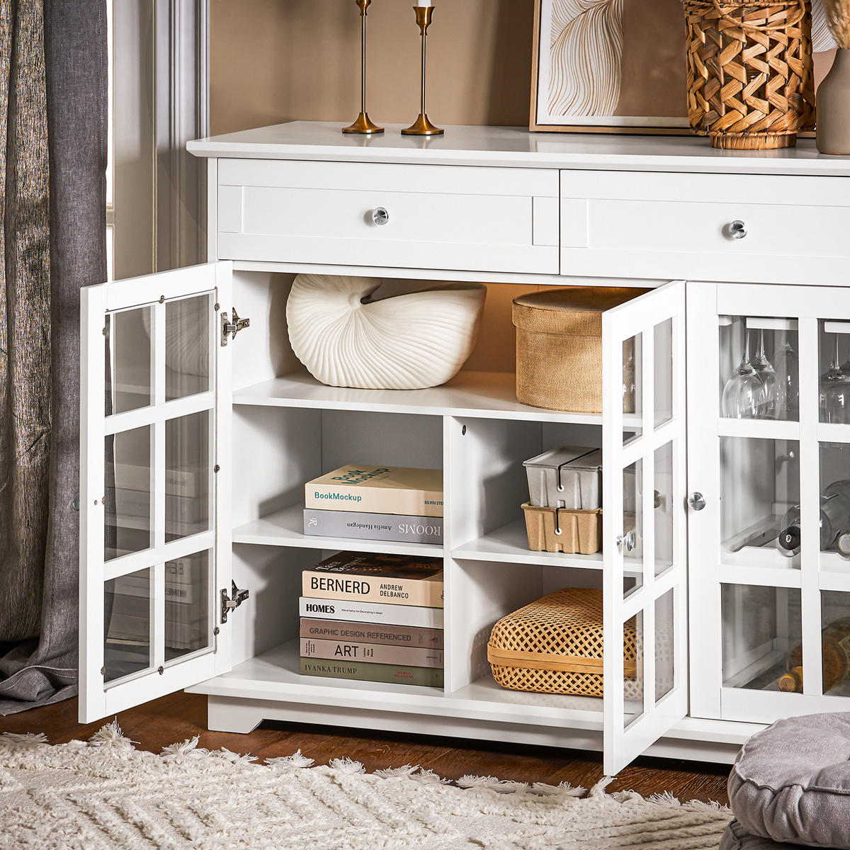 VITRINE Weiß - Weiß, Holz/Holzwerkstoff (119/90/40cm) - SoBuy