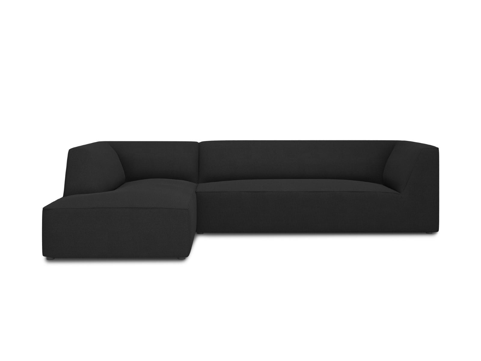 ECKSOFA links Ruby aus strukturiertem Stoff schwarz 4 Sitzplätze - Schwarz, Textil (180/273cm) - Micadoni