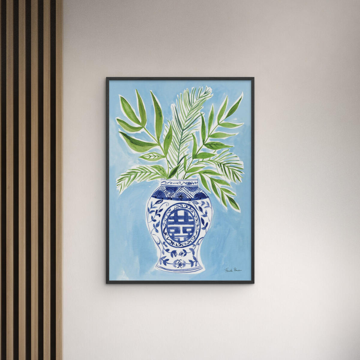 POSTER mit Rahmen Wild Apple - Elegant Chinoiserie II - Blau/Schwarz, Holz/Papier (70/100cm) - Poster&Frame