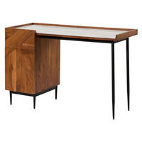 SCHREIBTISCH Akazie 120x47x77 natur lackiert / Marmor weiß KARLSTAD #18 - Braun, Holz (47/120/77cm) - Massivmoebel24