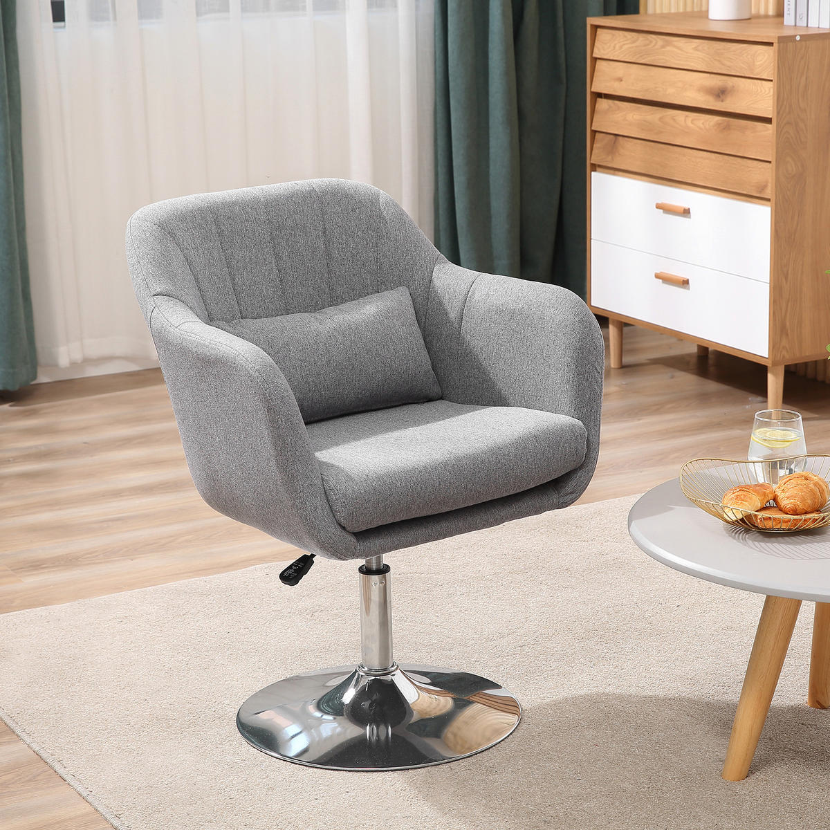ARBEITSHOCKER Drehhocker Drehstuhl Bürostuhl höhenverstellbar Polyester Grau - Grau, Kunststoff (60/91/60cm) - HOMCOM