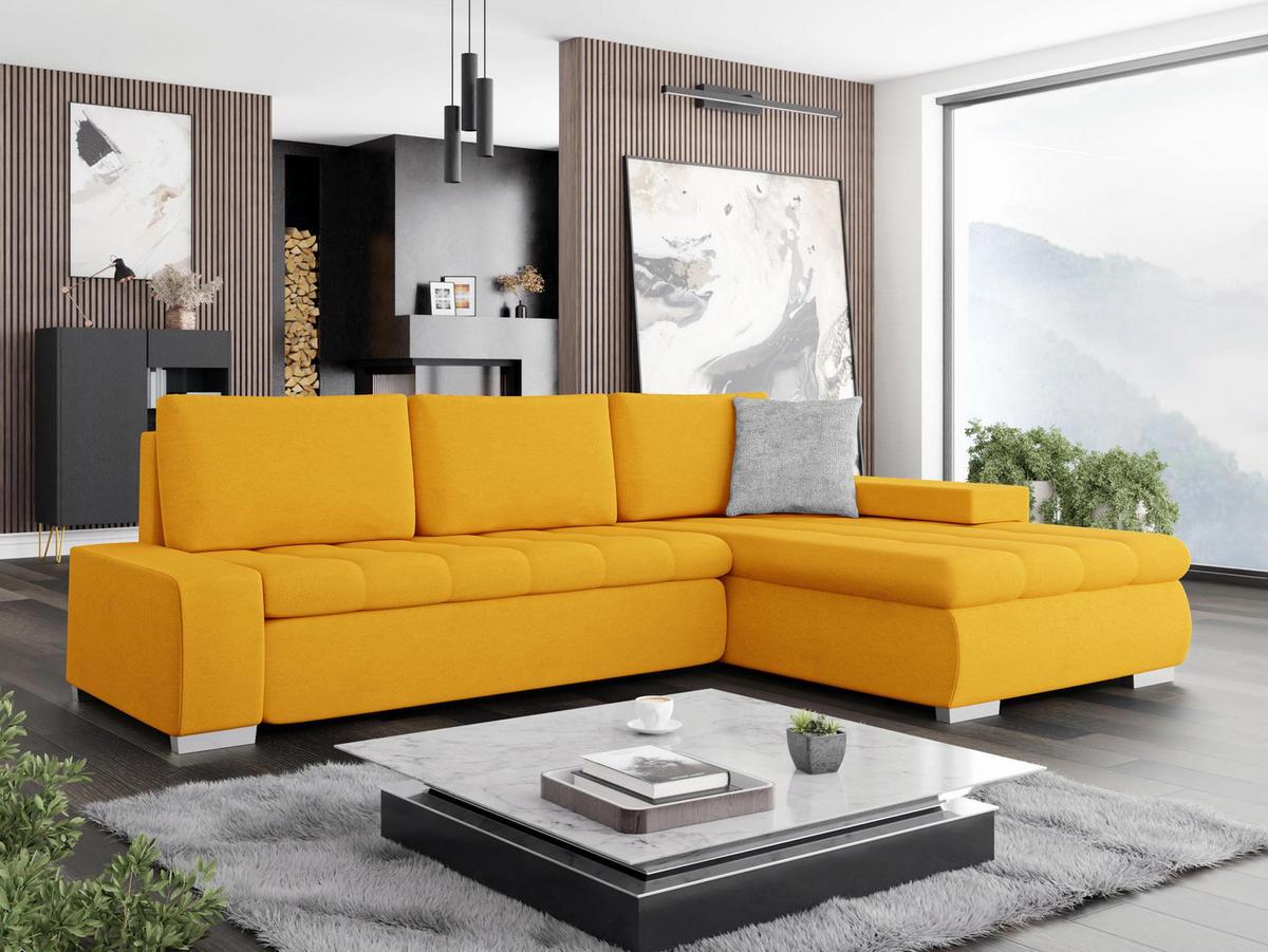 ECKSOFA Orkan Mini Premium - Gelb, Holz/Textil (265/185cm) - MIRJAN24