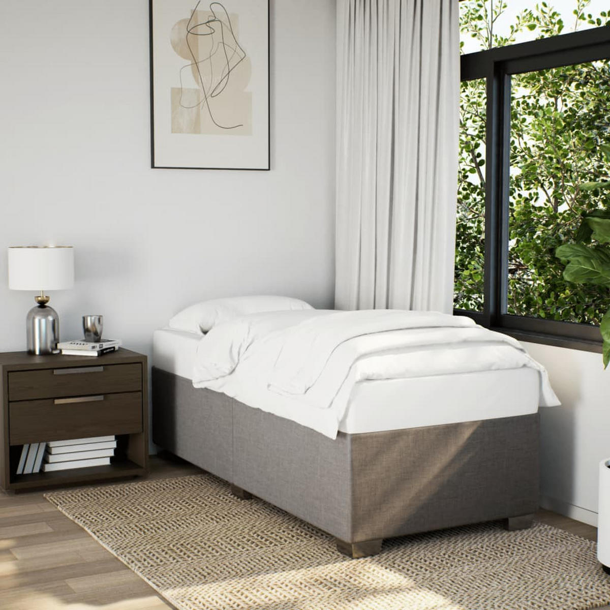 BETTGESTELL Ohne Matratze Taupe 90/200 Cm Stoff - Taupe, Holzwerkstoff (90/200cm) - vidaXL