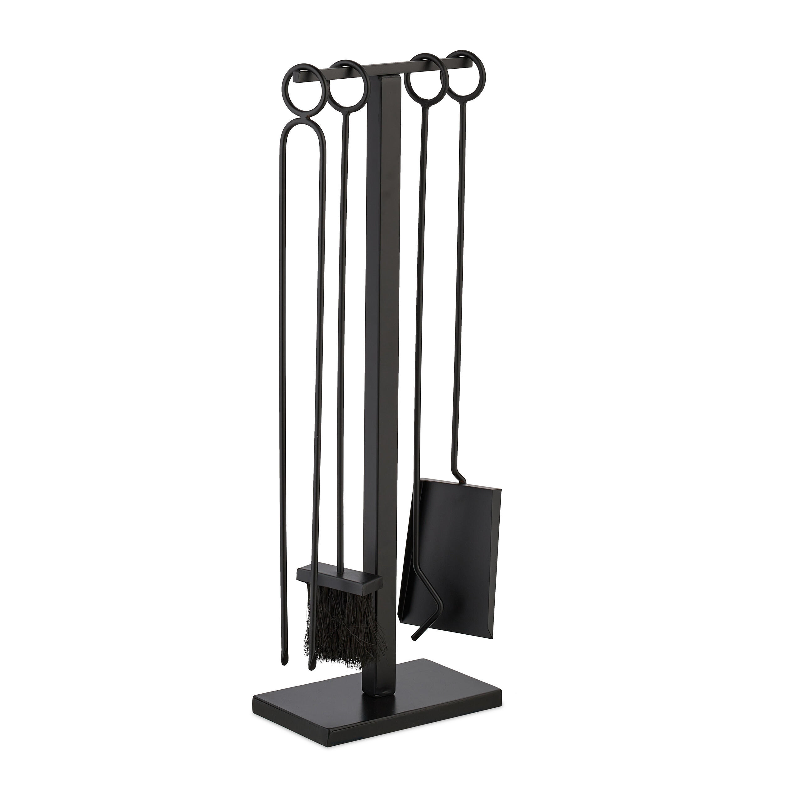 5-TLG.KAMINBESTECK-SET - Schwarz, Textil/Metall (25.5/77.5/15.5cm) - Relaxdays