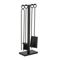 5-TLG.KAMINBESTECK-SET - Schwarz, Textil/Metall (25.5/77.5/15.5cm) - Relaxdays