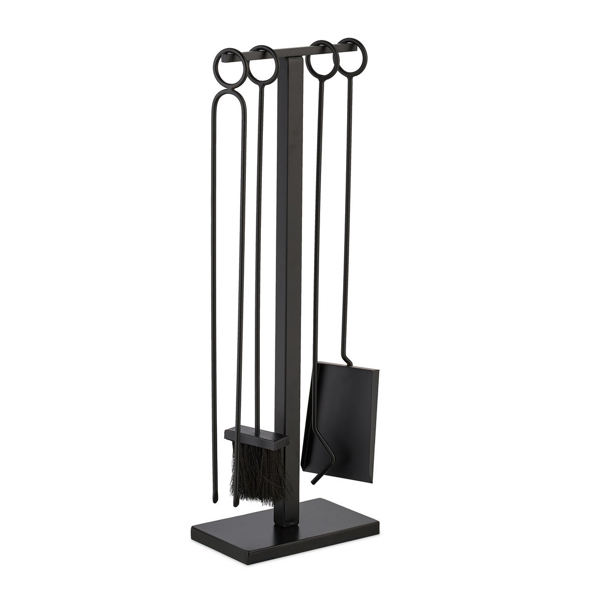 5-TLG.KAMINBESTECK-SET - Schwarz, Textil/Metall (25.5/77.5/15.5cm) - Relaxdays