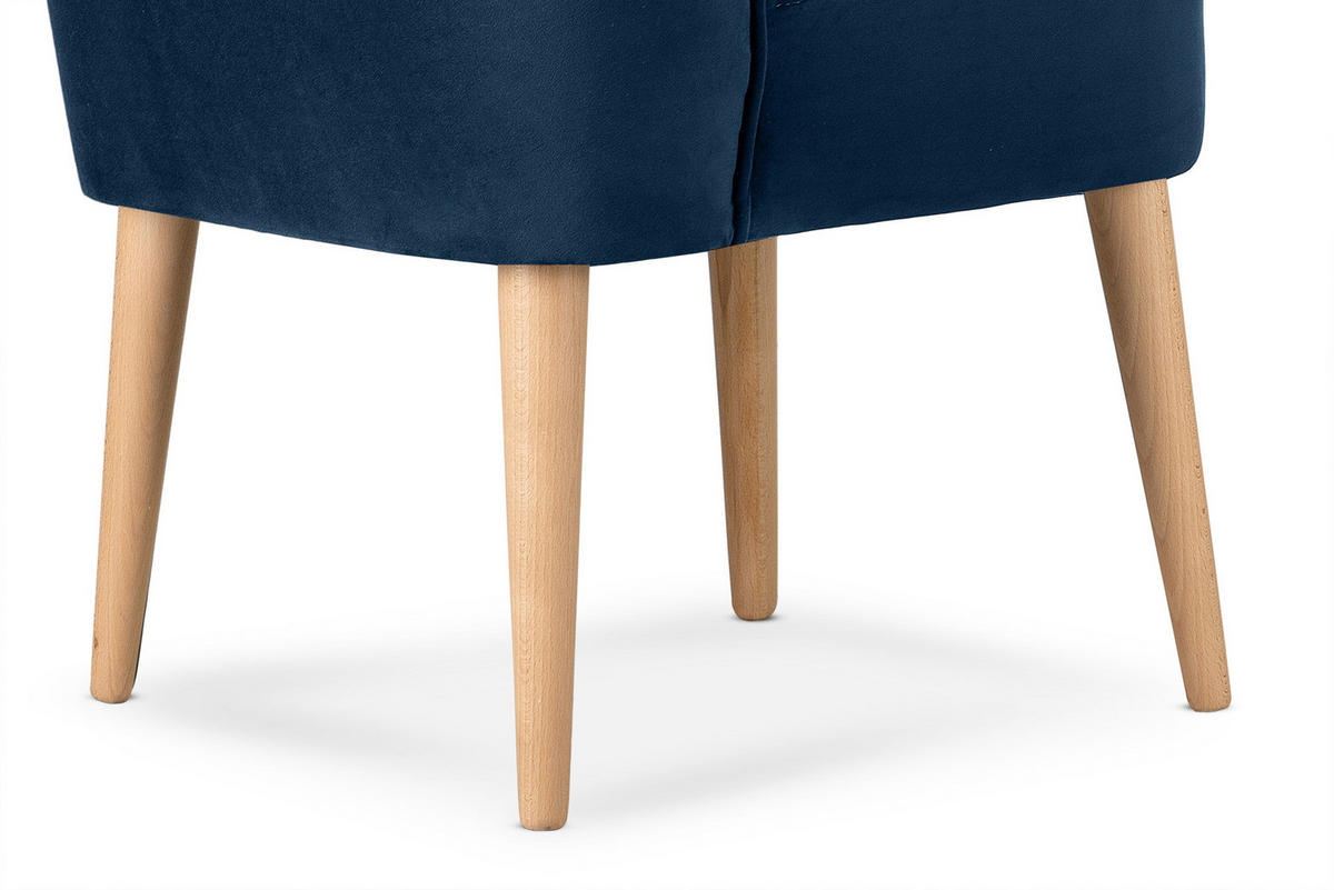 COCKTAILSESSEL DUCO auf hohen Beinen, Marineblau/Buche - Buchefarben/Dunkelblau, Holz/Textil (63/89/65cm) - KONSIMO®