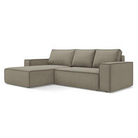 ECKSOFA mit Schlaffunktion Strukturstoff Stoff Beige - Beige/Schwarz, Kunststoff/Textil (185/290cm) - LaMiaSofa