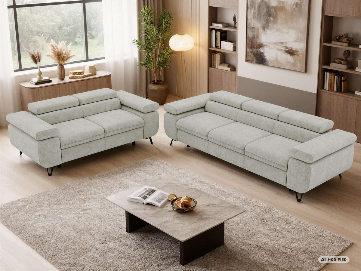 SEDACÍ SOUPRAVA PETER 2+3 - Světle šedá Strukturovaná látka - černá/světle šedá, kov/textil (262/76/99cm) - MKS