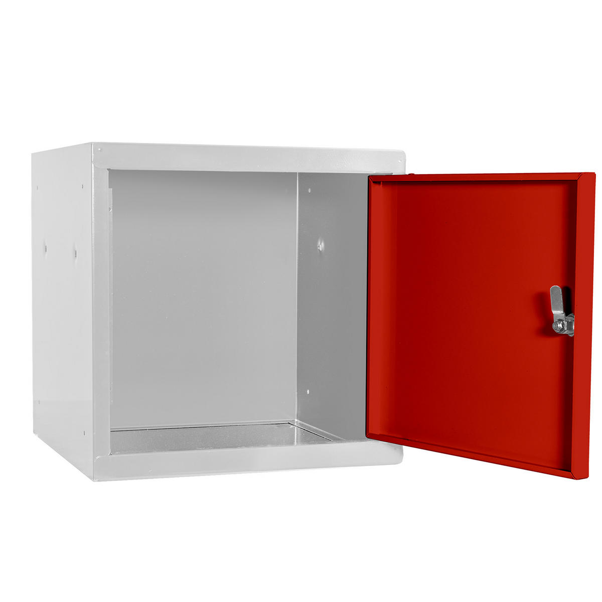 SCHLIESSFACHWÜRFEL 2x Blocky mit Zylinderschloss + 2 Schlüssel 40x40x40cm Lichtgrau/Rot - Rot/Grau, Metall (40/40/40cm) - PROREGAL