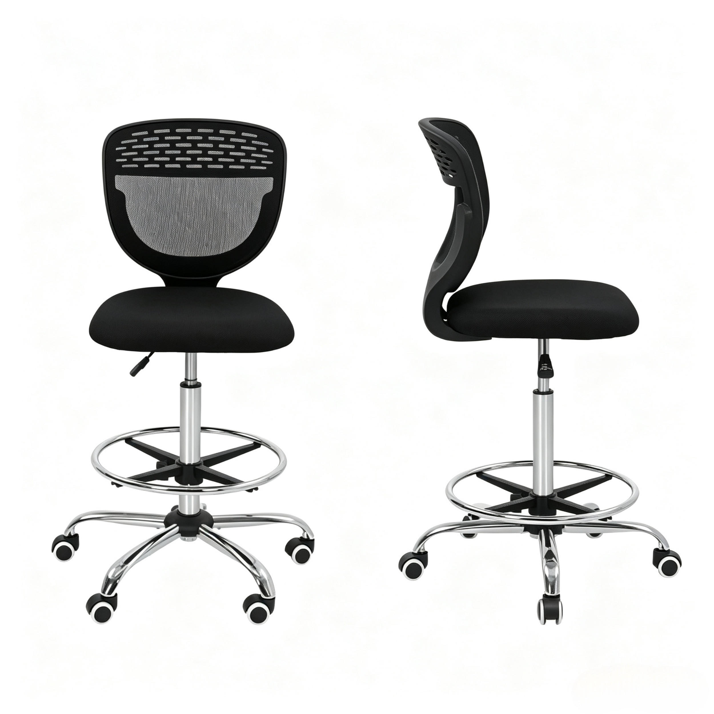 DREHSTUHL Ergonomischer höhenverstellbar mit Fußstütze - Schwarz, Leder (59/126/59cm) - Gisaae