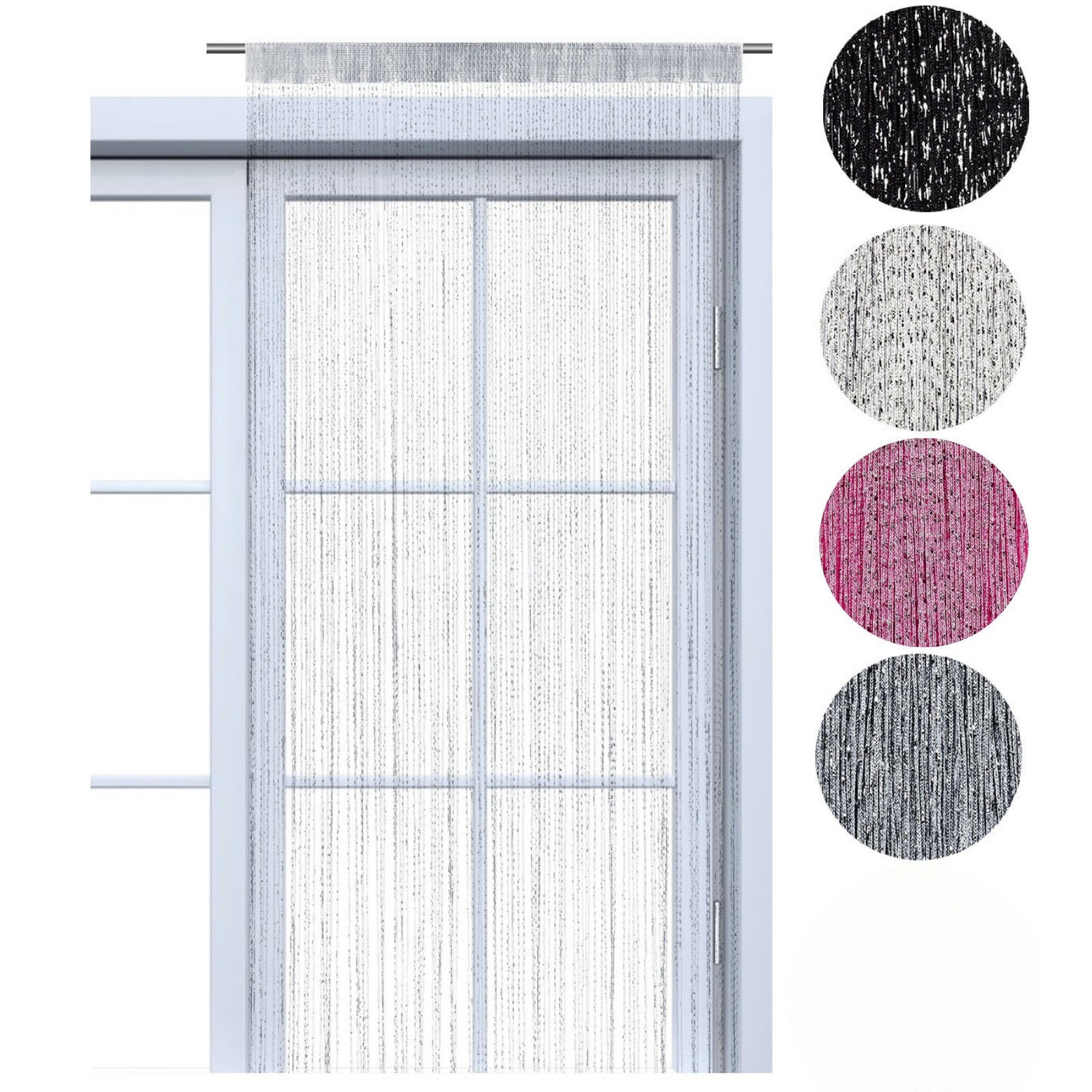 FADENVORHANG Lurex grau/silber 245/90 cm Glitzer-Effekt Stangendurchzug kürzbar - Grau, Textil (90/245/1cm) - wometo