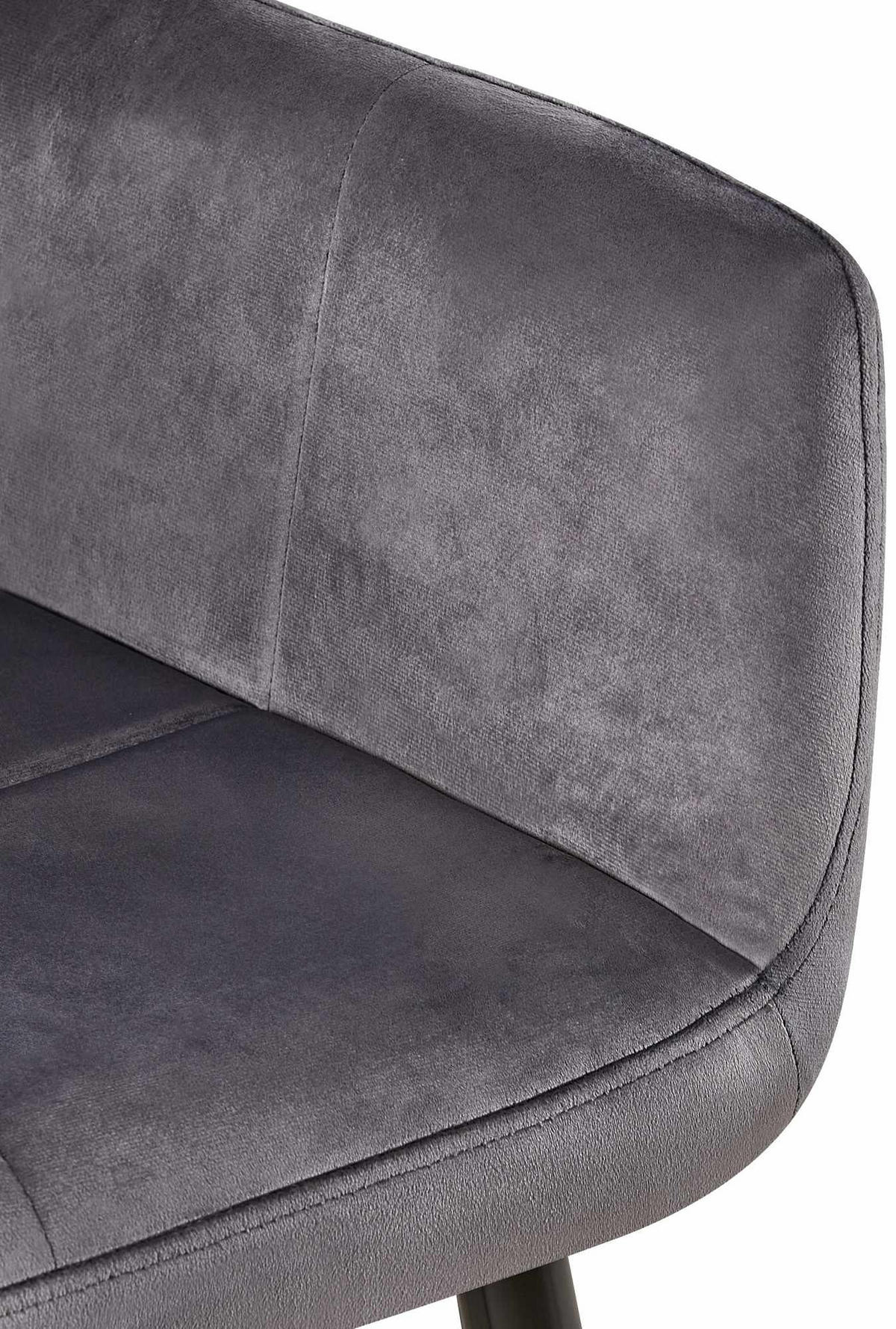 ARMLEHNENSTUHL Samt grau - Schwarz/Grau, Textil/Metall (56.5/84/61cm) - CLP