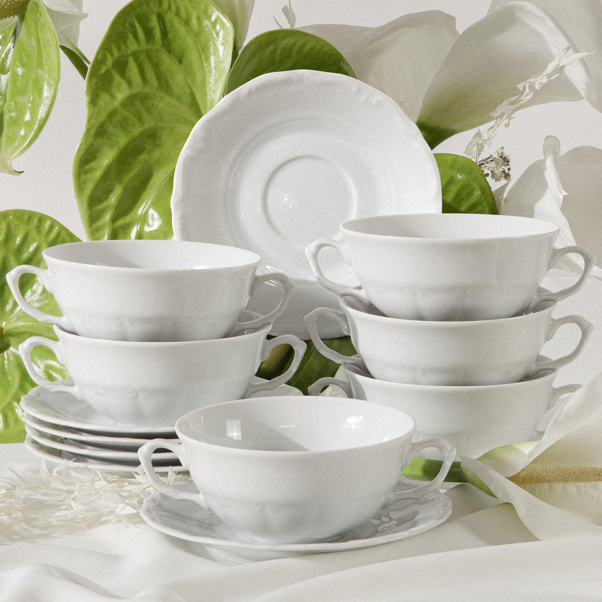 SUPPENSCHALE Chodziez MARIA TERESA 6-tlg - Weiß, Keramik (12cm) - KONSIMO®