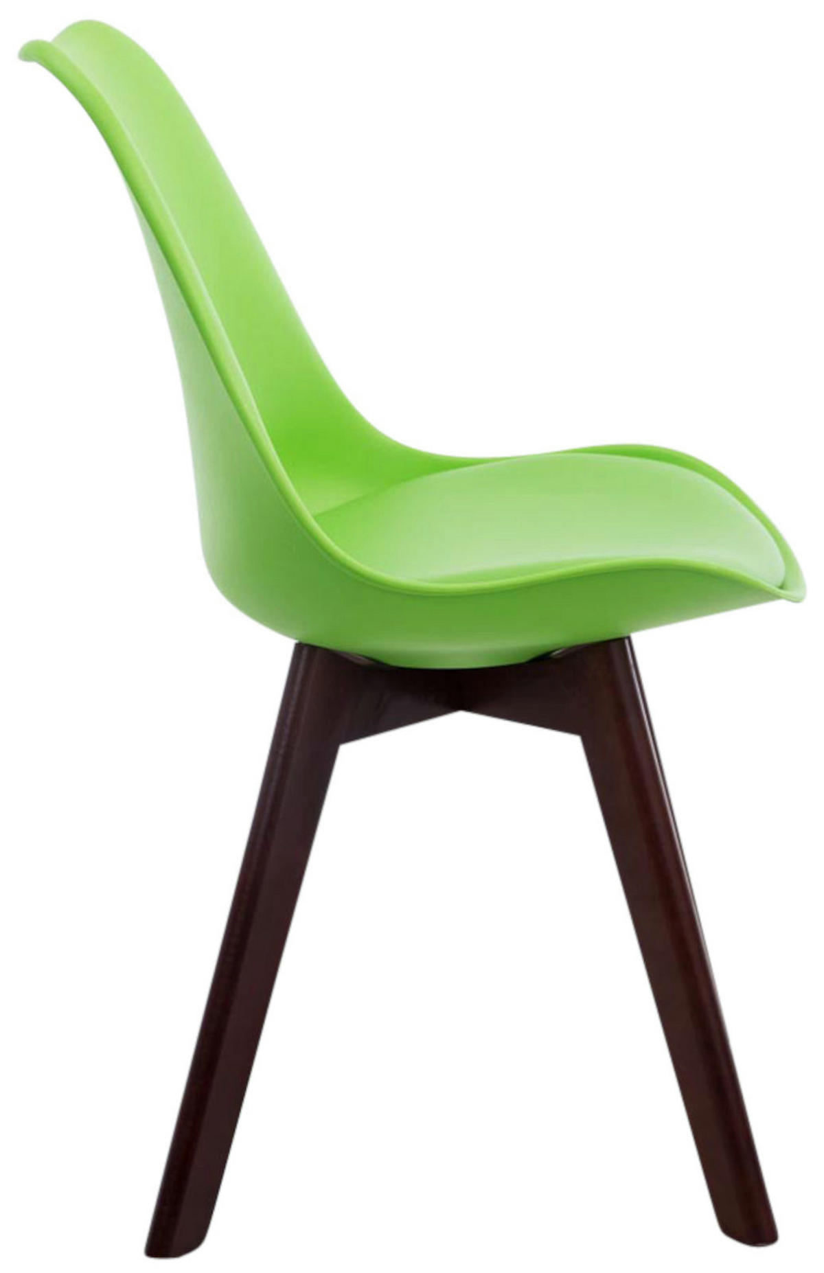 STUHL 4er Set Lederlook grün - Walnussfarben/Grün, Holz/Textil (48/84/55cm) - CLP