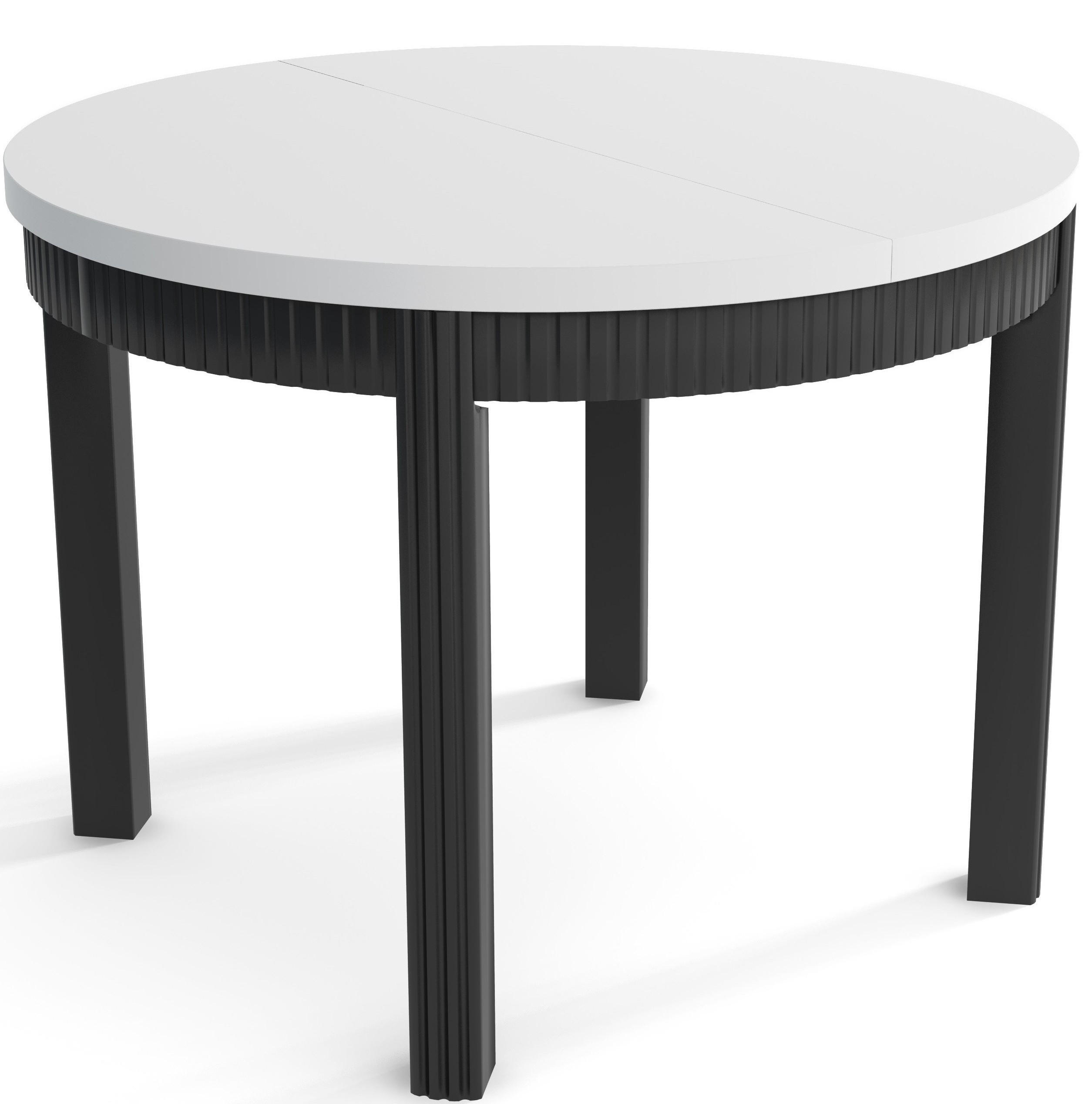 TISCH Weiss KIKI Ausziehbar - Schwarz/Weiß, Holzwerkstoff (65/90/77cm) - Sepro Meble