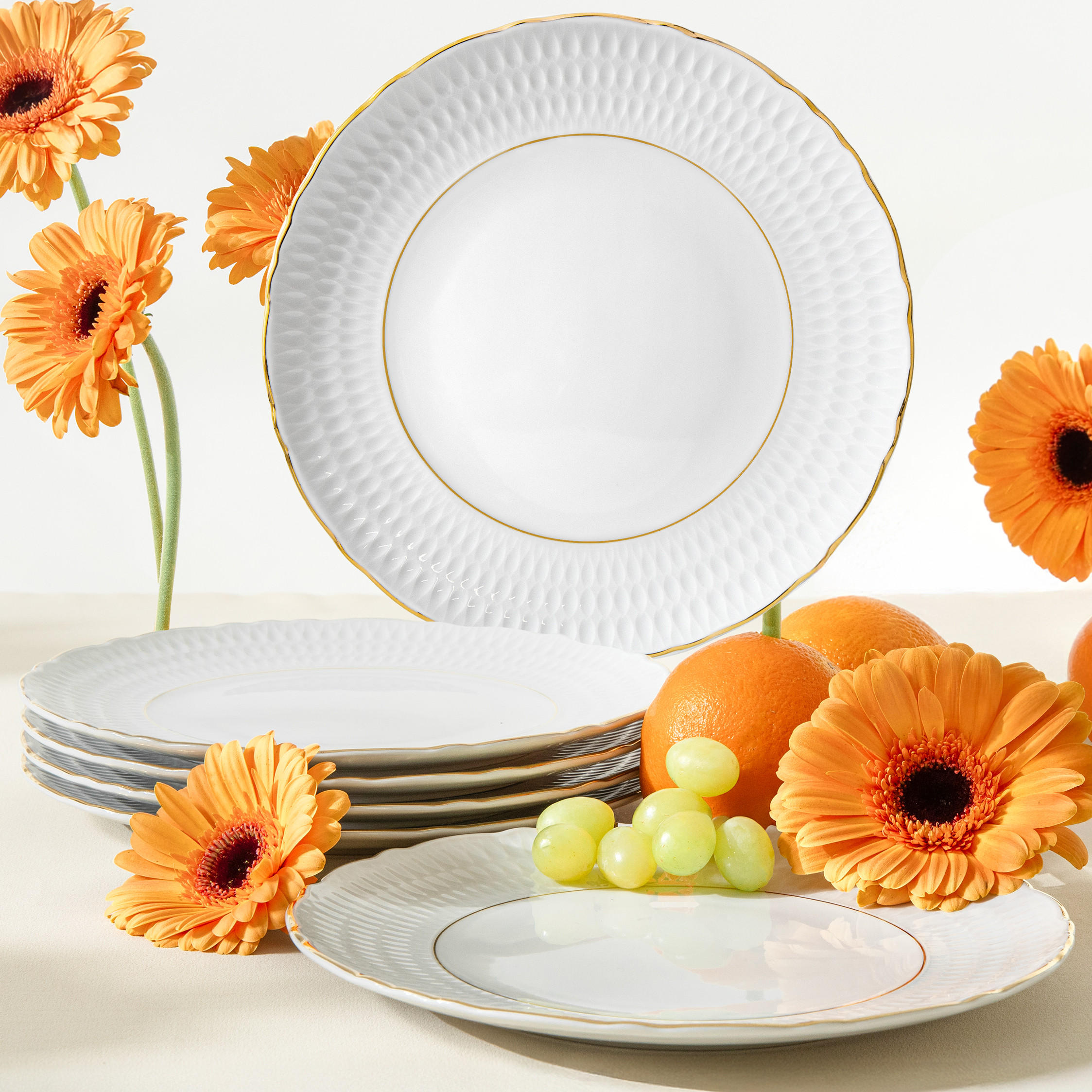 TELLER-SET SPEISETELLER CMIELOW SOFIA 6-tlg aus Porzellan - Weiß, Keramik (26cm) - KONSIMO®