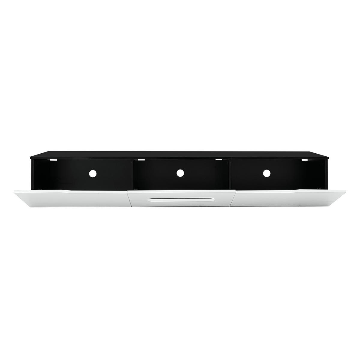 WANDLOWBOARD 180/35/30 cm mit LED-Beleuchtung und Kabeldurchlass - Schwarz, Holzwerkstoff (180/30/35cm) - BEAOK