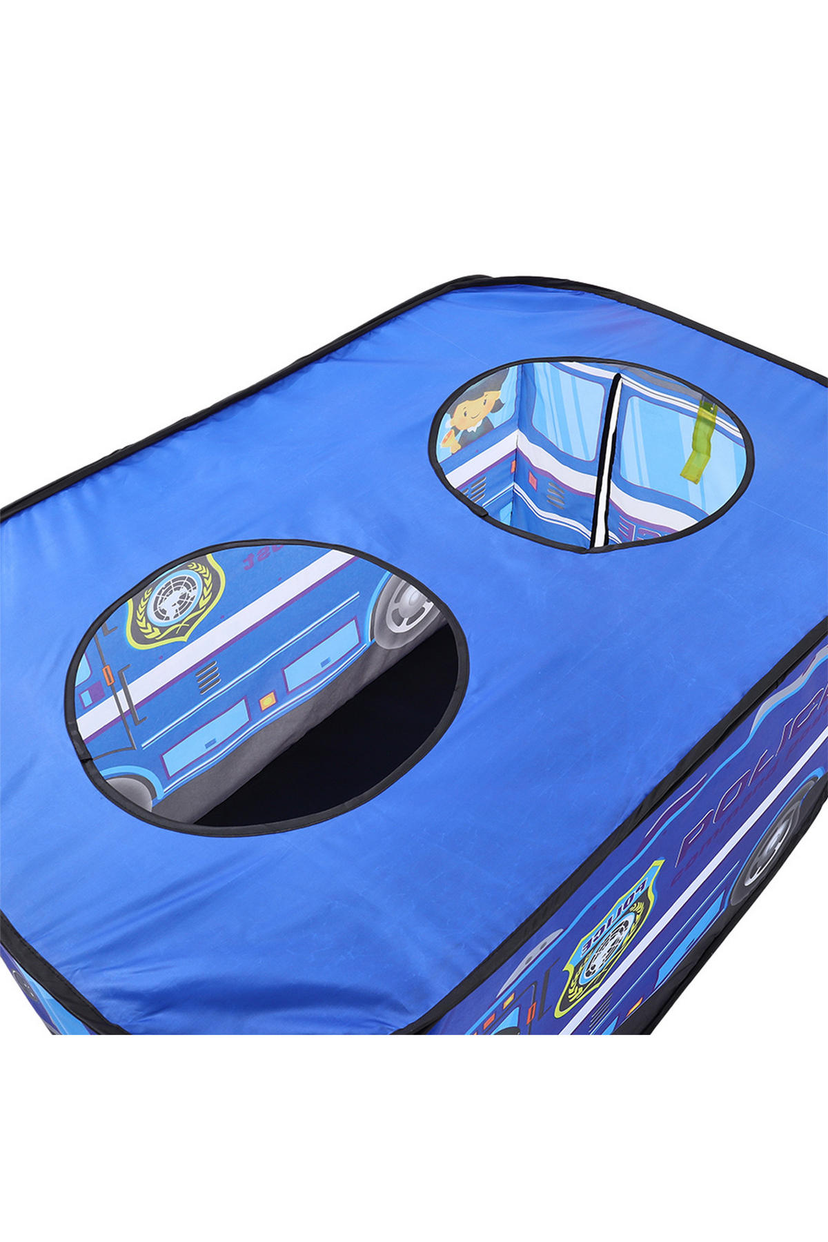 KINDERZELT Polizeiauto-Motiv Polyester Blau Faltbar Fördert die Kreativität Geräumiger Innenraum 115 x 75 x 70 cm - Blau, Kunststoff (115/75cm) - Livingandhome